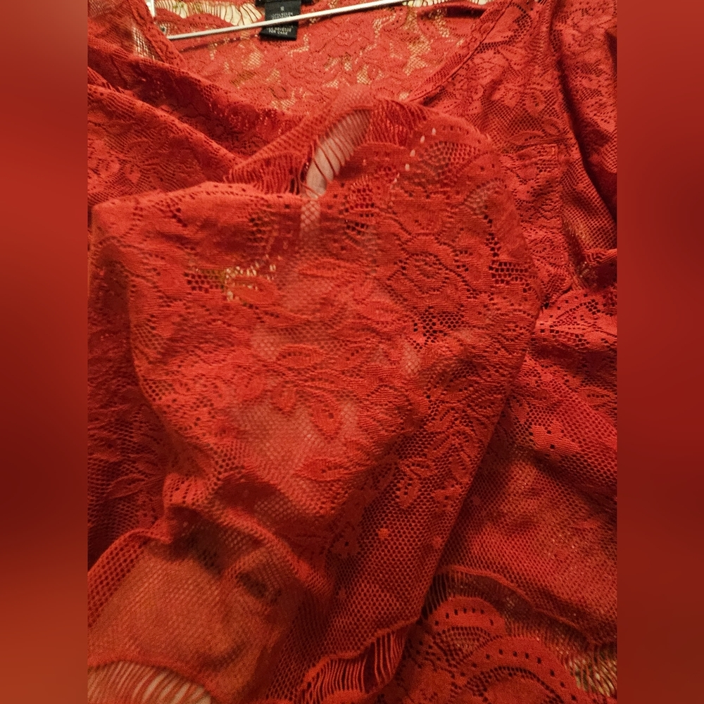 Wet Seal Sheer Lace Red Top - Picture 5 of 5